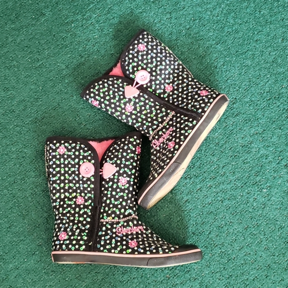 Skechers mud boots Children's size 4.5 Blk & Pink - Picture 2 of 7